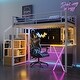 preview thumbnail 16 of 26, Twin/Full Size Metal Loft Bed with Computer Desk and LED Light, Kids Bed Frame with Wardrobe and Storage Staircase Twin