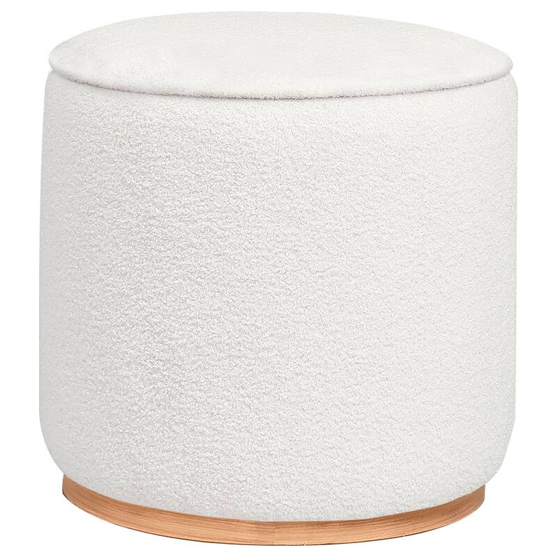 Faux Sheepskin Upholstered Round Ottoman