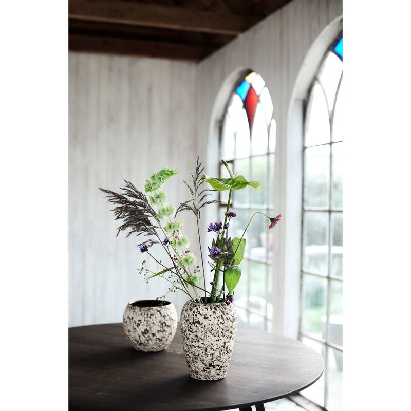 Handmade Standing Bowl Vase - 8.25" - White