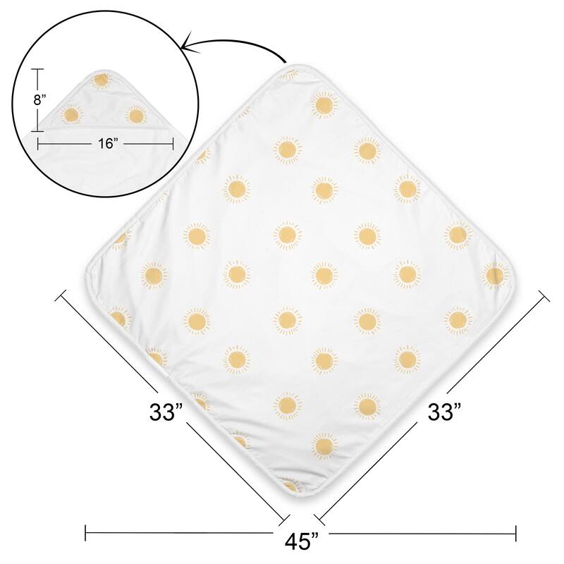 Sweet Jojo Designs White & Yellow Boho Sun Boy, Girl, Unisex/Gender Neutral Hooded Baby Towels - Toddler Bath Towel - Celestial