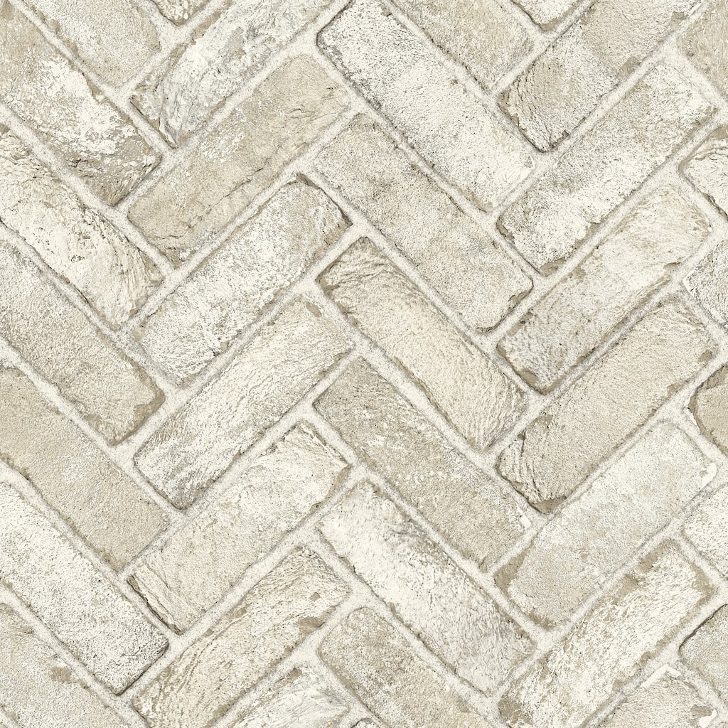 Chesapeake Canelle Taupe Brick Herringbone Wallpaper
