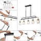 preview thumbnail 17 of 15, LALUZ Modern 5-Light Hand-blown Glass 41" W Chandelier Gun Black Gold Kitchen Island Light - W 41.3" x D 4.3" x H 24"