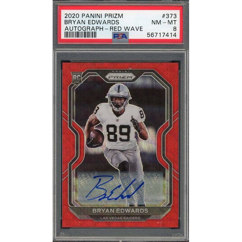 Bryan Edwards 2020 Panini Prizm Red Wave Autographed Card #373 PSA 8 /149 - 8'6" x 11'6"