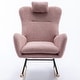 preview thumbnail 24 of 48, Modern Living Room Teddy Fabric Rocking Chair with Pocket and Headrest, Dark Green