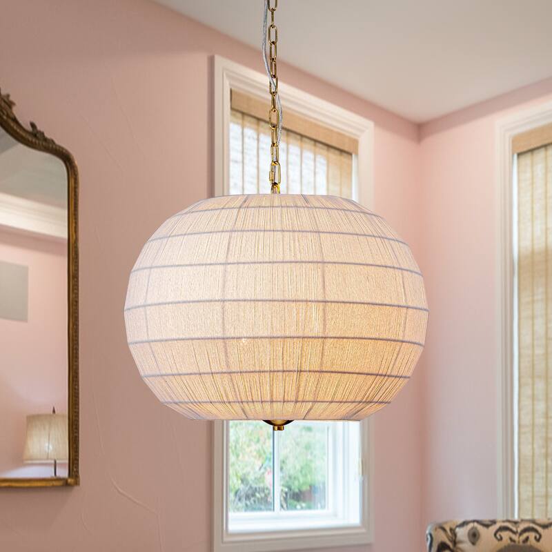 Modern Farmhouse 6-Light 20.5" W White Hand-Woven Rope Globe Lantern Chandelier - 20.5" W x 16.1" H