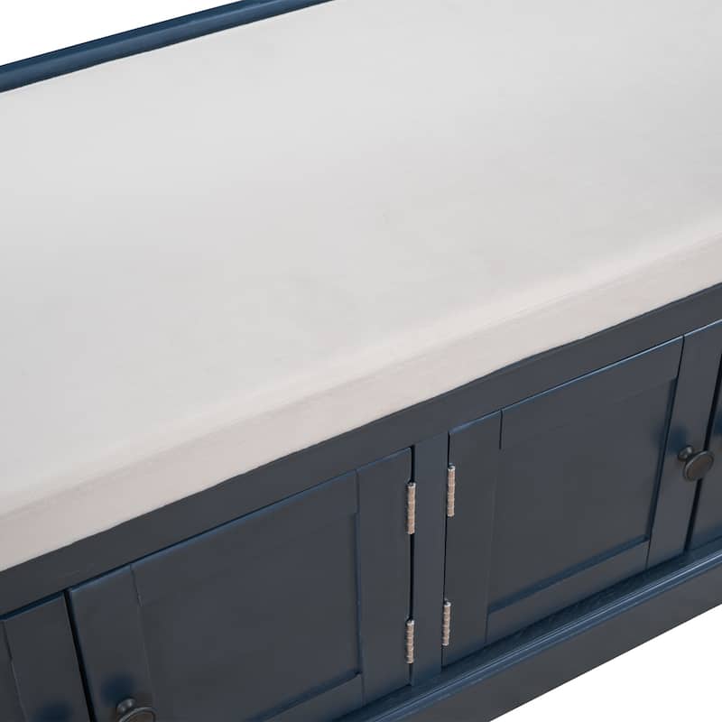 Storage Bench with 4 Doors and Adjustable Shelves