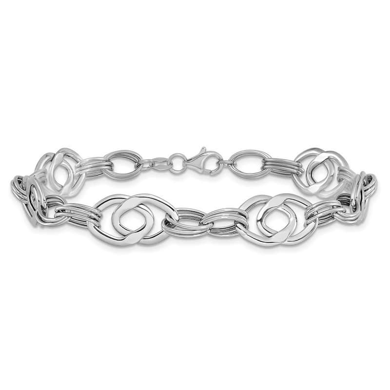 Curata 14k White Polished Fancy Link Bracelet 7.75 Inch