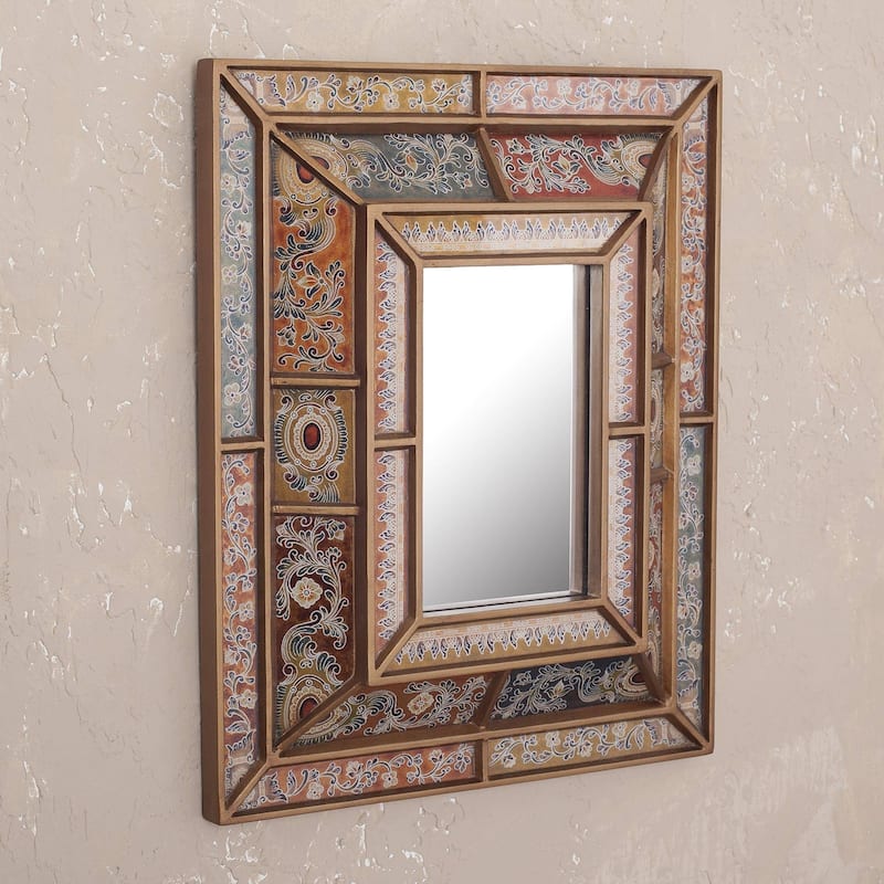 Handmade Colonial Charm glass wall mirror (Peru)
