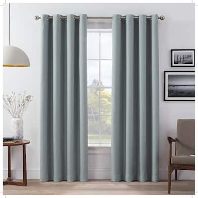 Eclipse Wyckoff Blackout Thermaweave, Grommet Window Curtain Panel Pair, 2 Panels