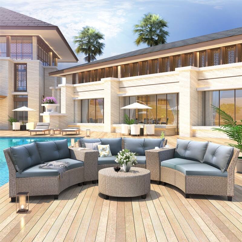 Semi-Circle Seating Group with Cushions and Table for 6 people