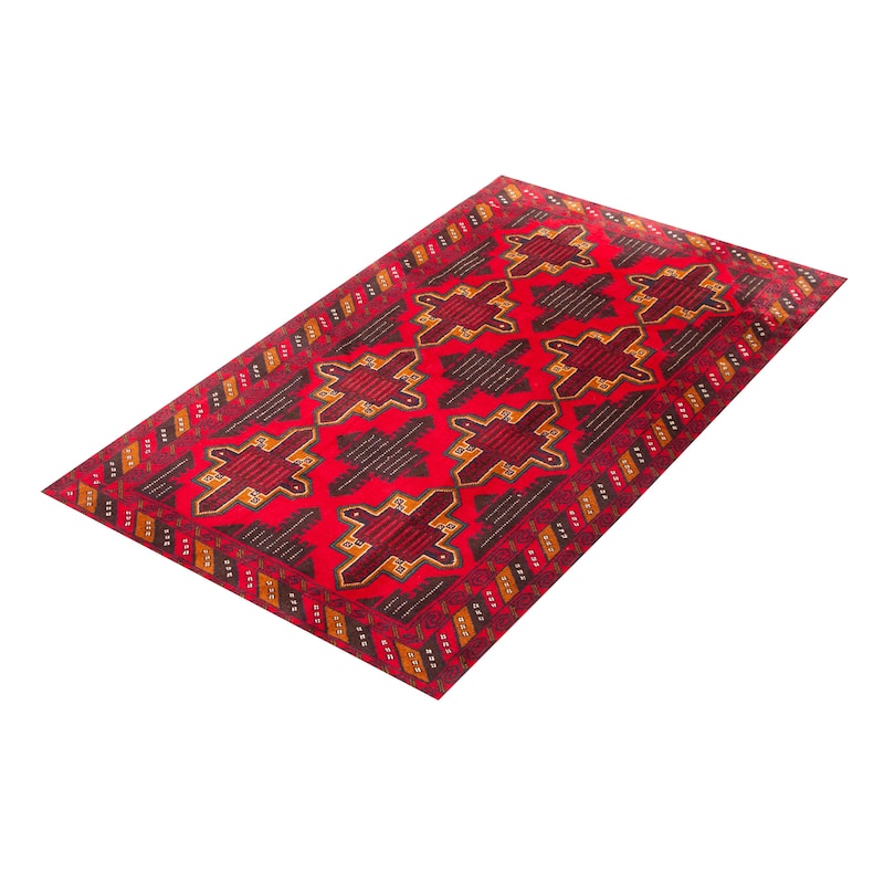 ECARPETGALLERY Hand-knotted Teimani Red Wool Rug - 3'9 x 6'7
