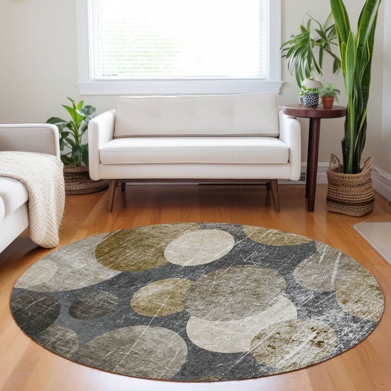 Vana Modern Art-Inspired Weather Resistant Blended Style Runner Outdoor Rug