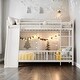 preview thumbnail 2 of 36, Unique Design Twin over Twin Size Metal Bunk Bed with Slide and Guardrails