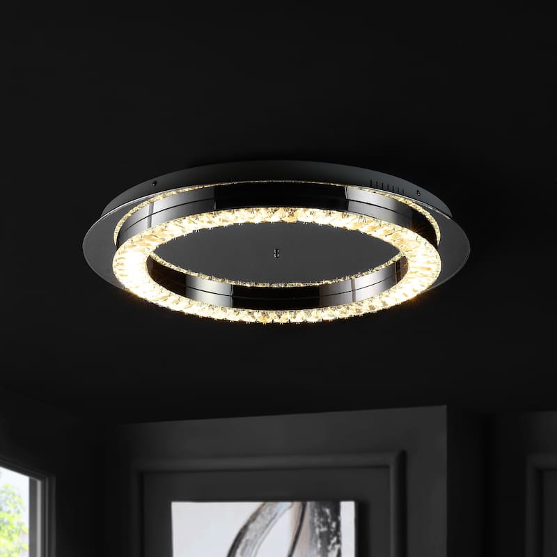 Brice Integrated Iron/Crystal Glam LED Flush Mount, by JONATHAN Y