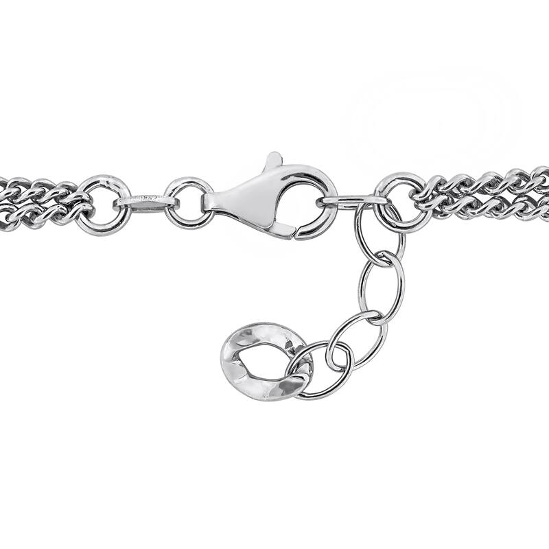 Miadora Double Row 2.4mm Curb 6.3mm Hammered Link Bracelet Sterling Silver