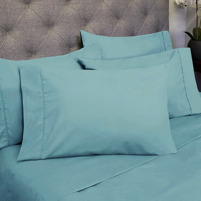 Sweet Home Collection Luxurious Ultra Soft 6-Piece Bed Sheet Set - Twin - Mist Blue