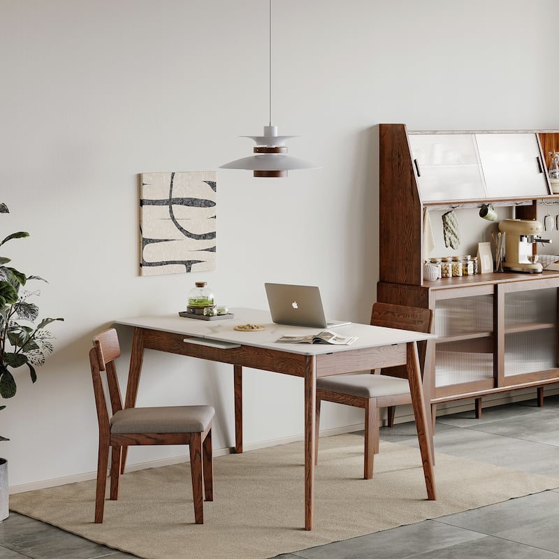 Christopher Knight Home - Harper Solid Oak Extendable Dining Table for 6-8 People, Space-Saving Design(Only table)