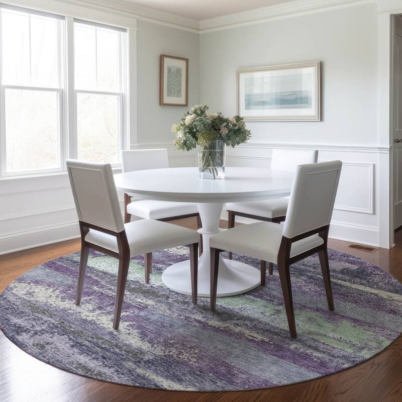 Machine Washable Indoor/ Outdoor Abstract Modern Chantille Rug
