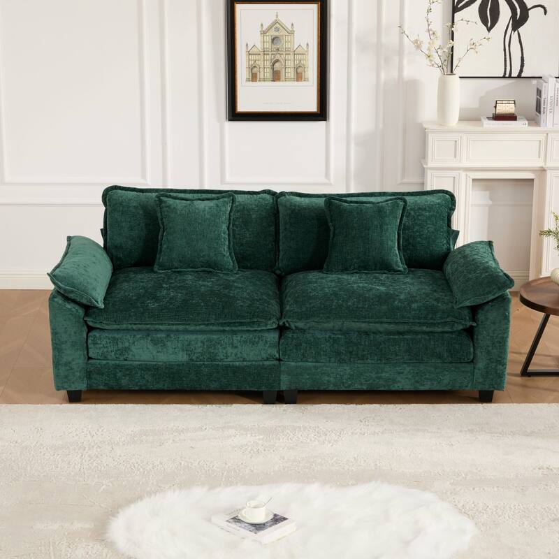 Roomfitters Cloud Loveseat Sofa, Modern Chenille Upholstered 2-Seater with Deep Cushions and Wide Armrests