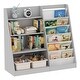 preview thumbnail 1 of 5, Gray Kids Bookshelf for Nursery Toddler Baby Sling Book Rack Adjustable Shelf Children Bookcase Book Storage Organizer 4 Tier Grey+large Size