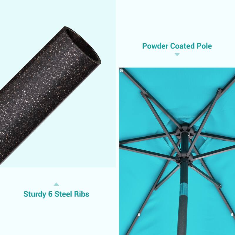 BONOSUKI 7.5ft LED Patio Umbrella Table Umbrellas,with Tilt and Crank