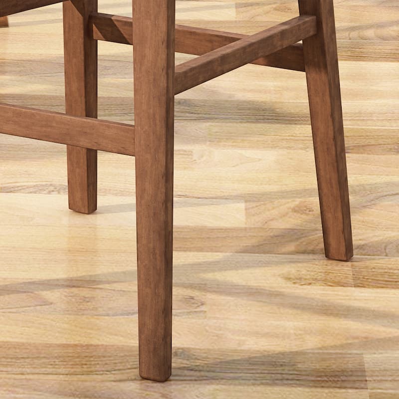 Modern Set of 2 Bar Stools with Padded Backrest, Upholstered Seat, Wooden Frame, Footrest, for Bar Dining Room Living Room