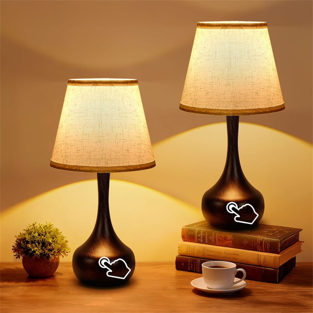 Set of 2 Touch Control Bedside Lamps (Bulbs Included)