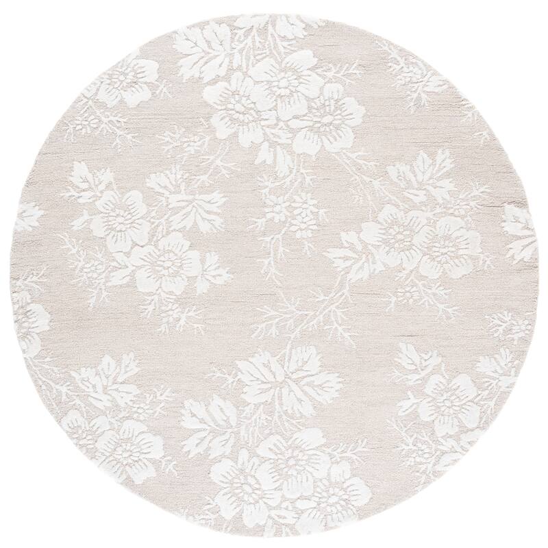 SAFAVIEH Handmade Glamour Riga Modern & Contemporary Viscose Rug - 6' Round - Silver/Ivory