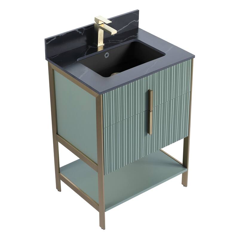 Fine Fixtures Serenity Modern Bathroom Vanity with Black Sintered Stone Top