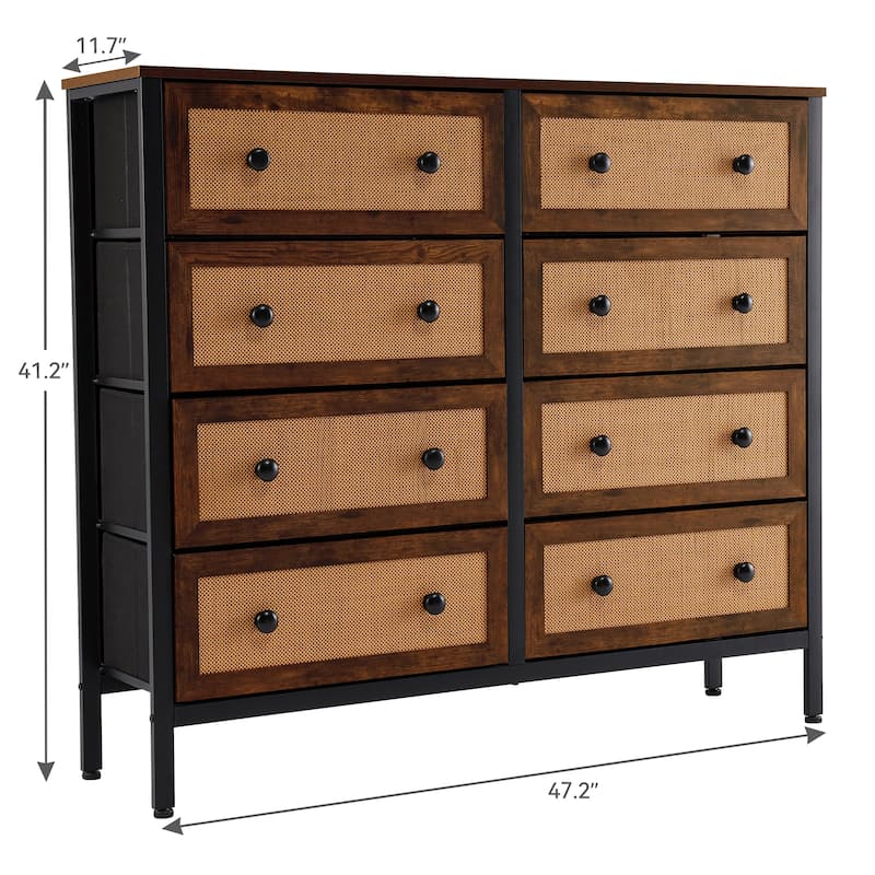 Moasis Rattan Dresser Closet Storage Tower Organizer Unit for Bedroom