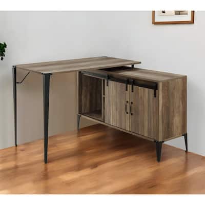 48" Brown and Black L Shape Writing Desk