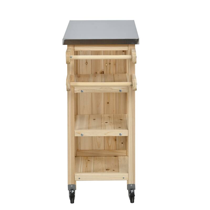 Foldable Outdoor Kitchen Island Cart with Lockable Wheels and Storage Cabinet