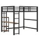 preview thumbnail 15 of 14, Full Size Metal Loft Bed with Built-in Desk and Storage Shelves, Black