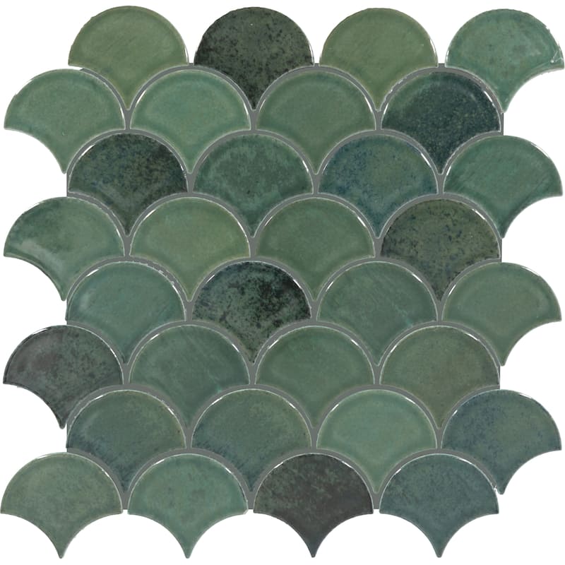 Daltile Miramo 3" Ceramic Fan Wall Mosaic (10 PC Per Carton) (10.20 SQFT Per Carton) - Reef