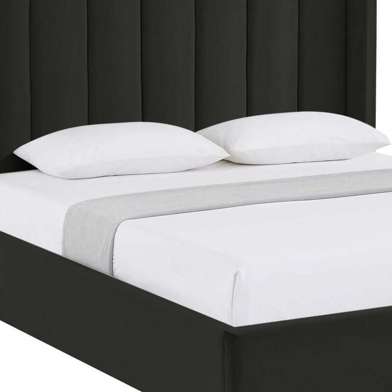 HomeRoots Green Velvet Upholstered Full Bed Frame