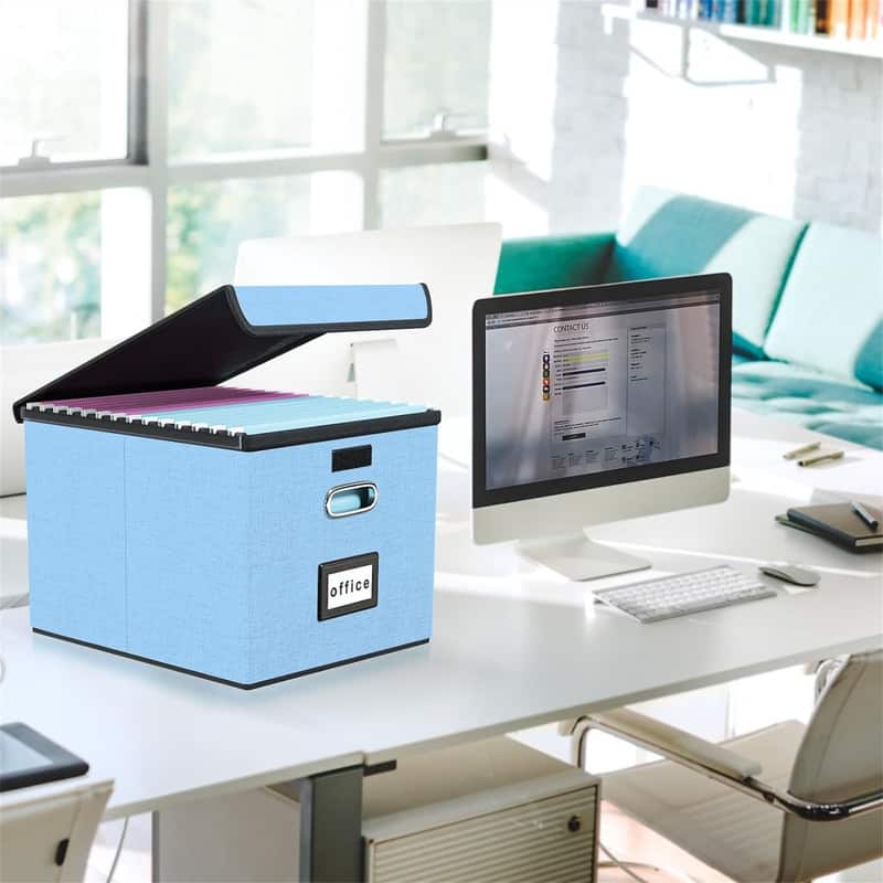 Collapsible File Storage Organizer Box - 14.9"L x 12.7"W x 10.8"H