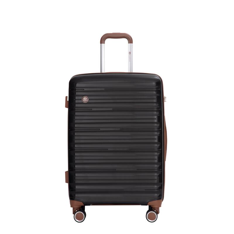 5-Piece Set (20"24"28 +a travel bag and a toiletry bag) ,PP Hardshell Carry on Luggage Set - Black