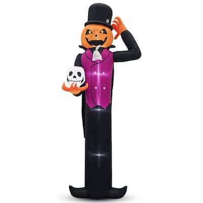 12FT Giant Pumpkin Man Holding Skull Halloween Inflatable Outdoor Decorations