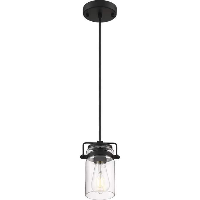 Antebellum 1-Light Mini Pendant Fixture Matte Black Finish with Clear Glass - N/A