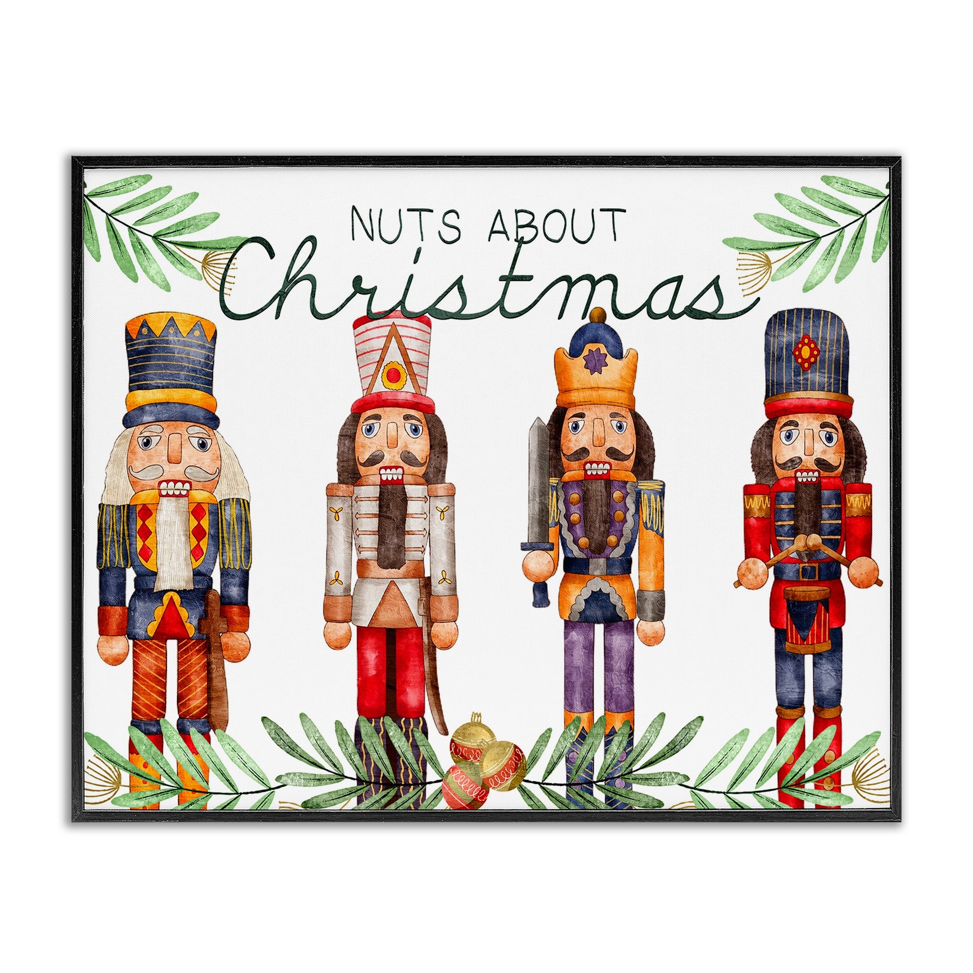 Stupell Nuts About Christmas Nutcrackers Framed Giclee Art Design By Kim Allen