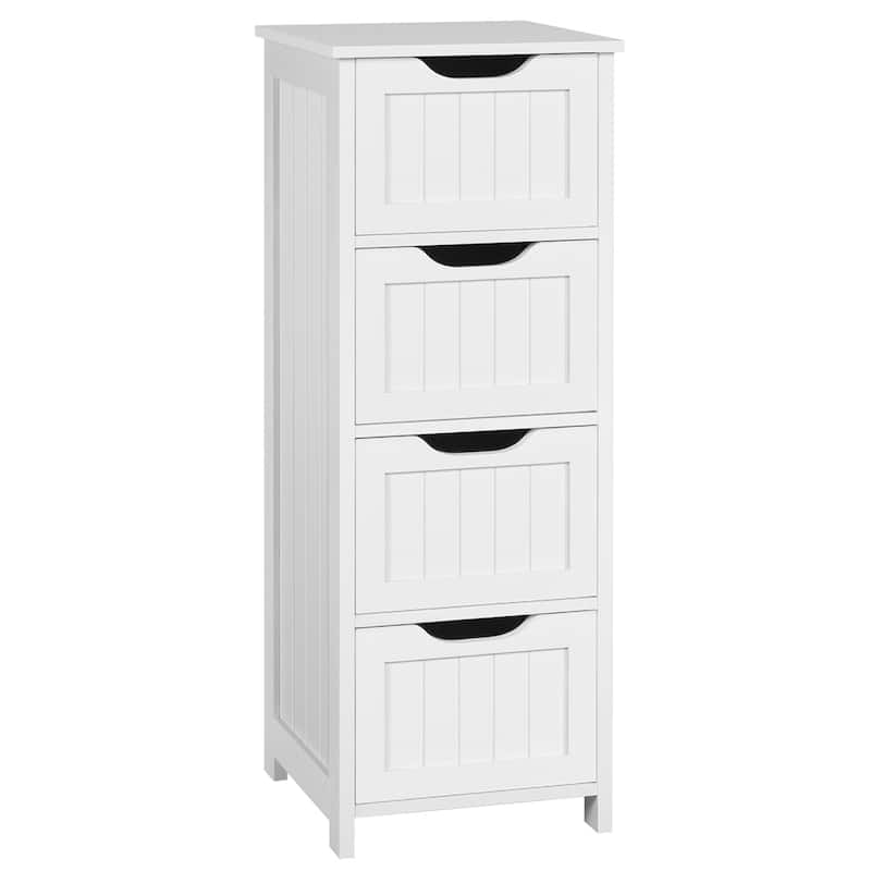 Yaheetech Bathroom Floor Cabinet Slim Bath Cabinet with 4 Drawers - White