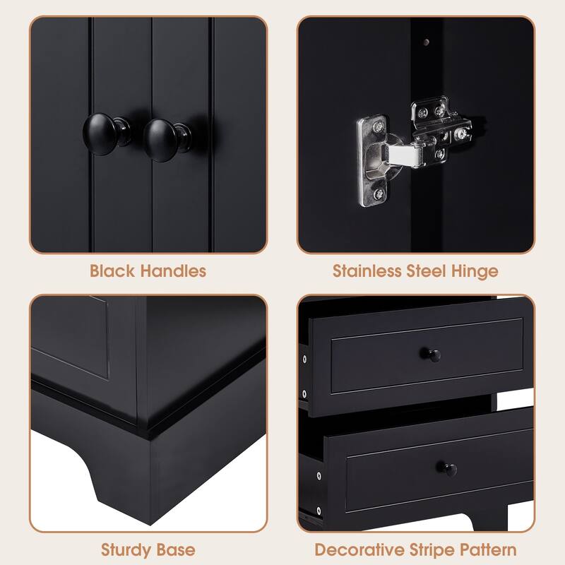 Classic Bathroom Storage Cabinet with 2 Doors & 4 Drawers — Elegant & Versatile