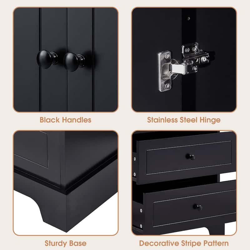 Tall Storage Cabinet with Doors and Drawers for Bathroom/Office