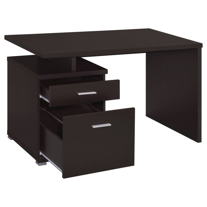 Bohemian Bliss Desk with Cabinet - Cappuccino Office Computer Writing Workstation - 29.5" H x 47.25" W
