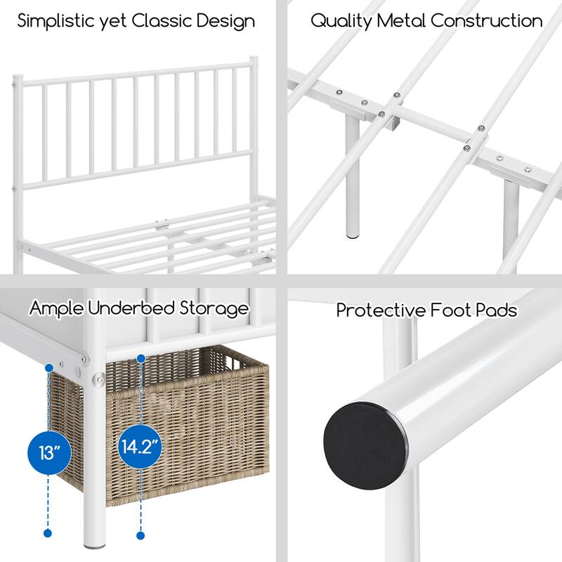 Yaheetech Minimalist Metal Platform Bed Frame with Spindle Headboard and Footboard