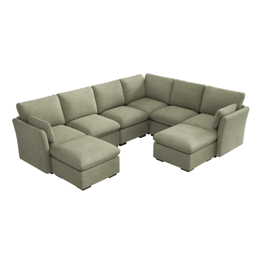 Bush Home Sienna Modular 5-Seater Sectional with Set of 2 Storage Ottomans
