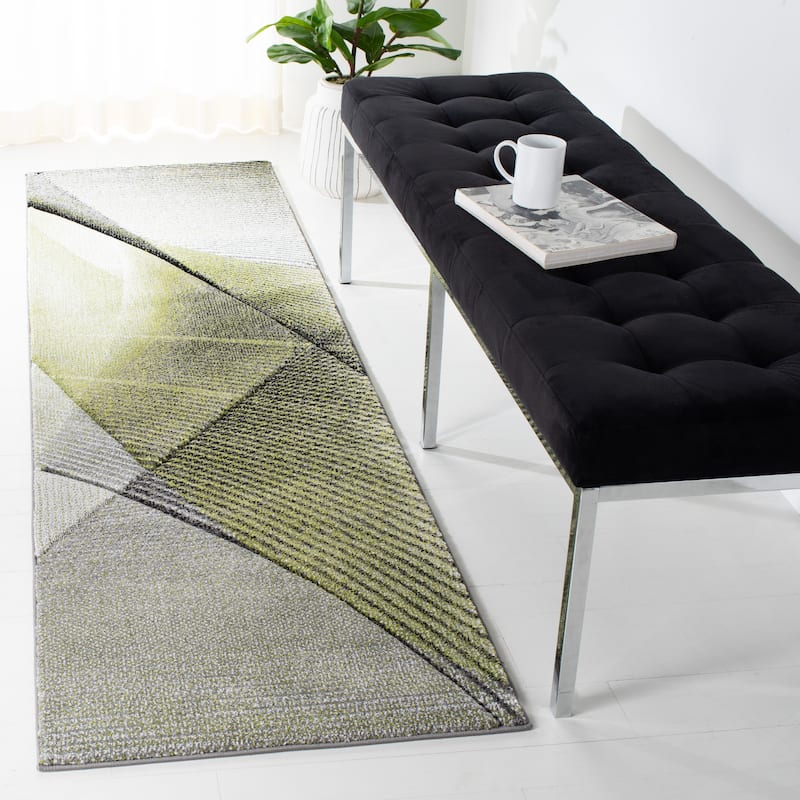 SAFAVIEH Hollywood Verbena Mid-Century Modern Abstract Rug - 2'3" x 10' Runner - Grey/Green