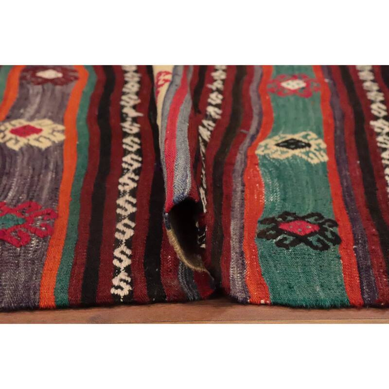 Hand Woven Oriental 100% Wool Carpet Southwestern Tribal Multi-Colored Kilim Area Rug - 7' 5'' X 5' 7''