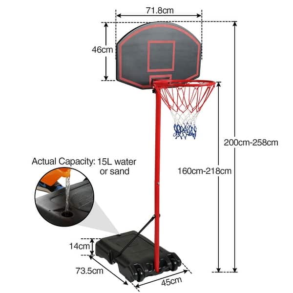 Portable Basketball Hoop Stand with Wheels Outdoor Basketball Goal