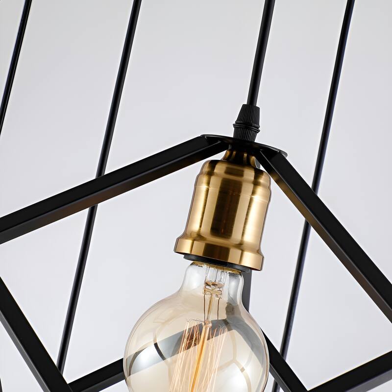 5-Light Chandelier, Geometric Square/Cube Cluster Pendant Lights with Adjustable Height